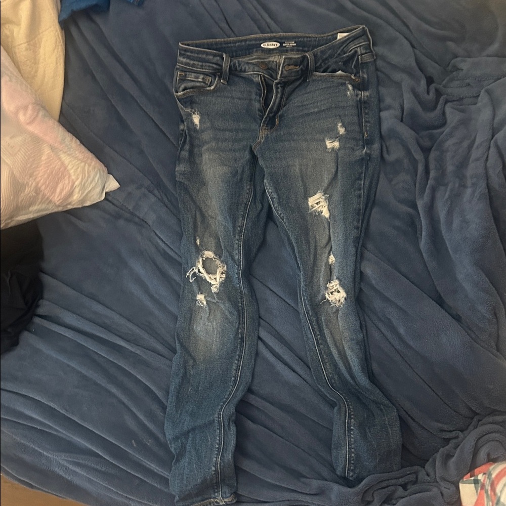 Old Navy Distressed Skinny Jeans - Dark Blue